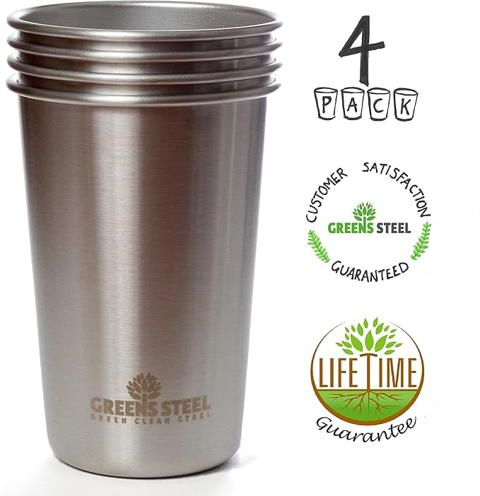 Greens Steel #1 Premium Stainless Steel Cup, 16 oz Pint Cups Premium Metal Cups - Image 6