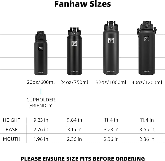 Fanhaw 24 oz Insulated Stainless Steel Water Bottle - Image 6