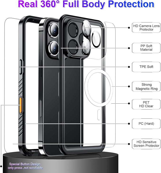 Temdan Compatible with iPhone 16 Pro Case Waterproof, Compatible with MagSafe - Image 5
