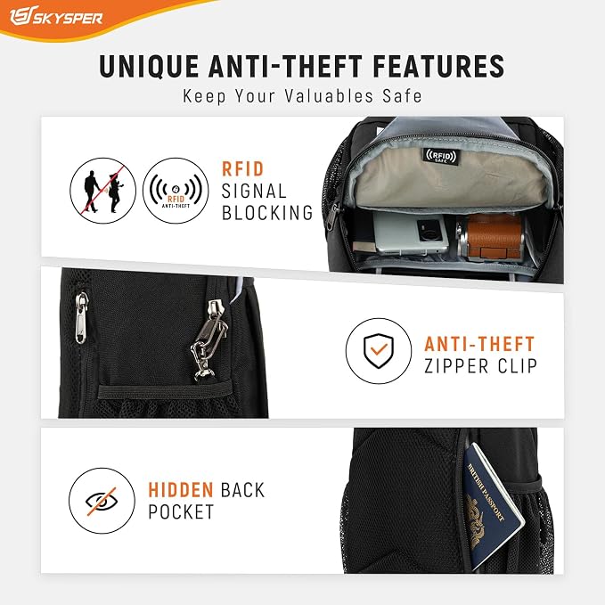 SKYSPER Sling Bag RFID Cross Body Bag Recycled Crossbody Backpack Travel Daypack - Image 3