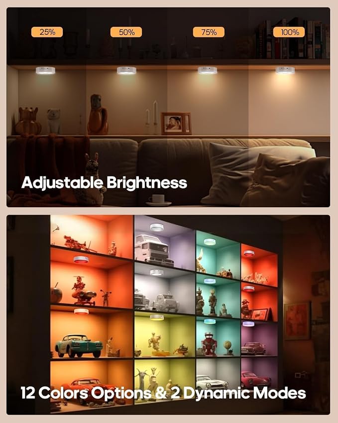 GOODEA.fun Puck Lights with Remote, 13 RGB Colors LED Under Cabinet Lights - Image 4