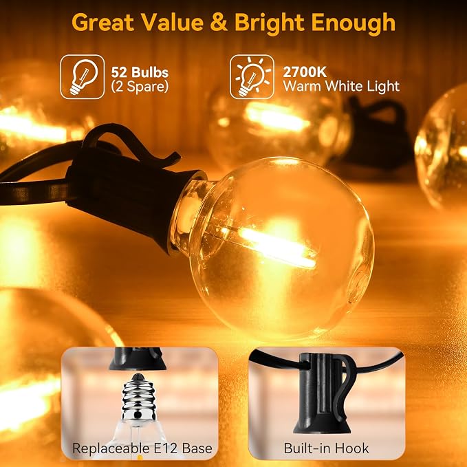 100ft Outdoor String Lights Waterproof/Connectable/Dimmable - Image 5