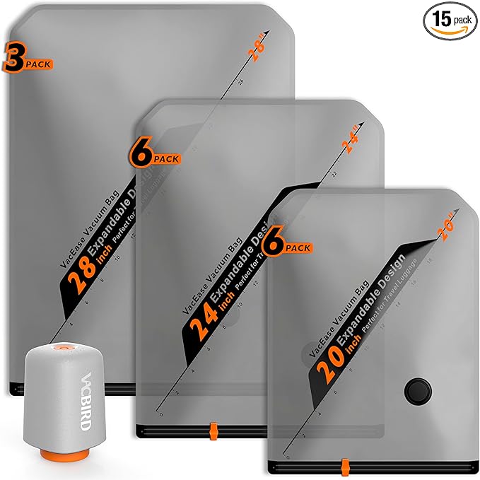 Vacbird Rechargeable Wireless Pump Travel Storage Bags Set by Vacbird