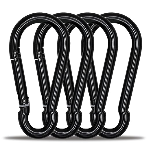 Large Carabiner Clip Hook, 5.5 inch 4 pcs Black Heavy Duty Spring Snap Hook Key by KINLINK