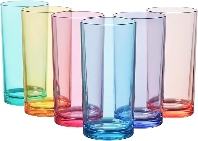 US Acrylic Classic Plastic Reusable Drinking Glasses 16oz Water Cups Assorted by USAcrylic