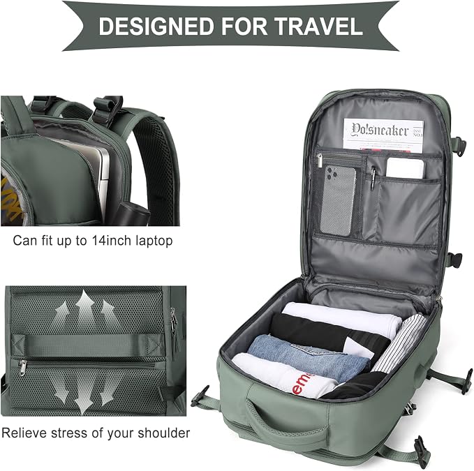 WONHOX Large Travel Backpack Carry on Flight Approved Laptop Work Business - Image 8