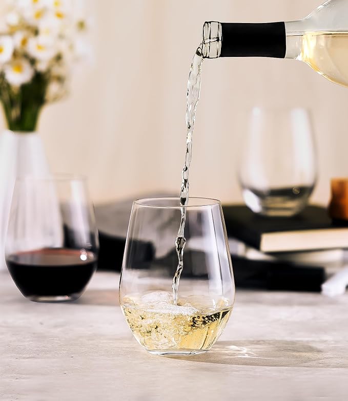Unbreakable Plastic Stemless Wine Glasses Set of 6, Tritan Plastic Wine Glass - Image 3