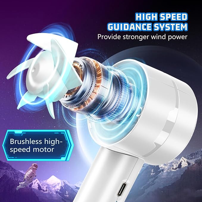 2PCS Portable High-Speed Mini Handheld Fan, USB Rechargeable Neck Personal Mini - Image 3