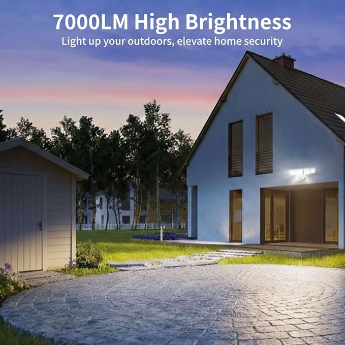Onforu 7000LM 70W Motion Sensor Outdoor Lights, 5 Head Flood Lights Outdoor - Image 2