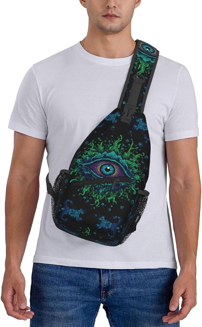 Psychadelic Trippy Art Sling Bag Crossbody Travel Hiking Chest Backpack - Image 7