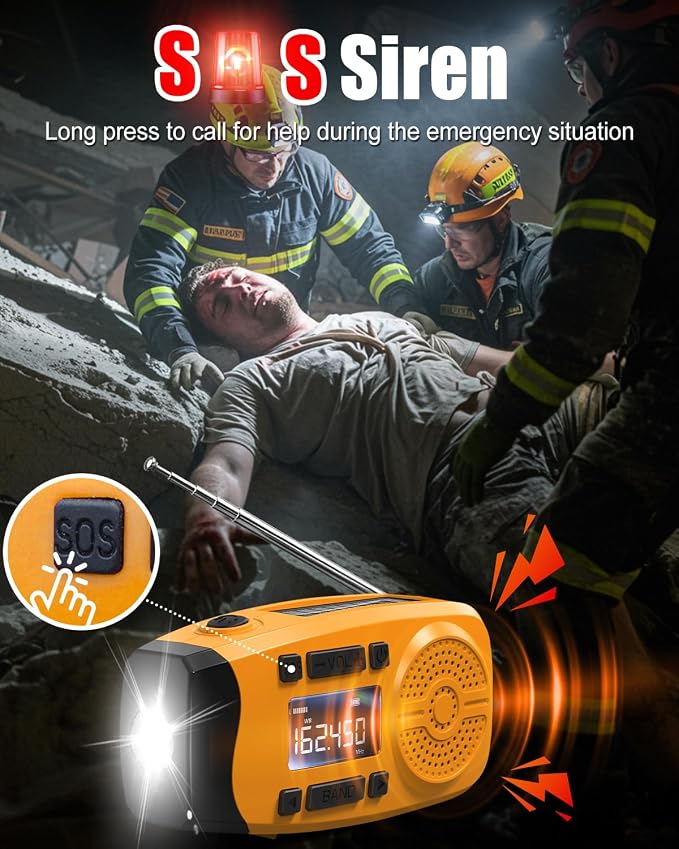 Runningsnail Emergency Weather Radio, 7400mWh Hand Crank Emergency Radio - Image 5