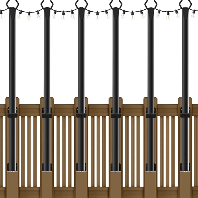 NUERPO 6 Pack String Light Poles, 5Ft Metal Poles by NUERPO