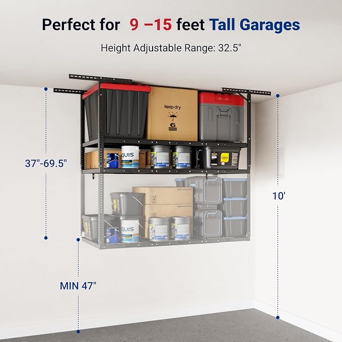 FLEXIMOUNTS 3x6 2-Tier Overhead Garage Storage Rack – Adjustable Heavy Duty - Image 5