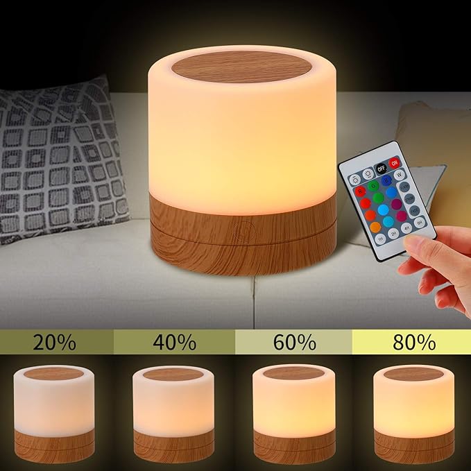 Nursery Night Light for Kids, USB Rechargeable Small Desk Lamp, 13 RGB Colors & - Image 5