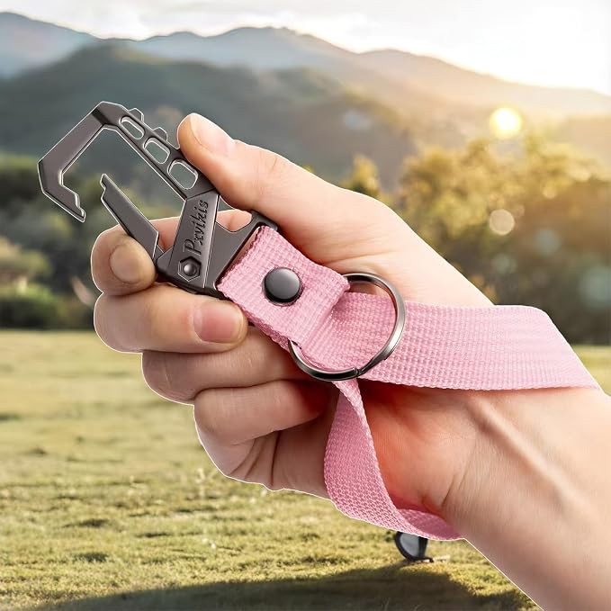 Metal heavy duty key chain carabiner clip bottle opener wrist lanyard ring car - Image 4