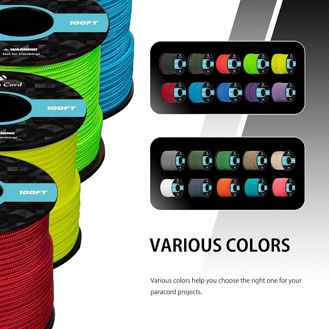 Abma Cord 2.4mm Paracord 275 100ft Nylon Rope 4 Strands Tactical Parachute Cord - Image 5