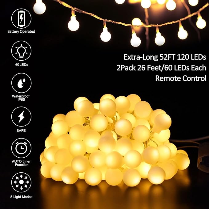 Battery Operated LED Globe String Lights - Image 4