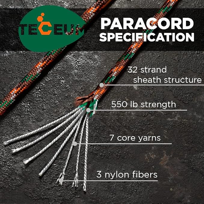 TECEUM 5/32" Paracord Rope 1000 – 1000ft / 200ft / 100ft / 50ft – Tactical - Image 2