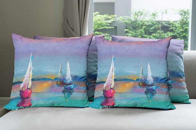 Ambesonne Abstract Oil Painting Decorative Throw Pillow Case Pack of 4 by Ambesonne