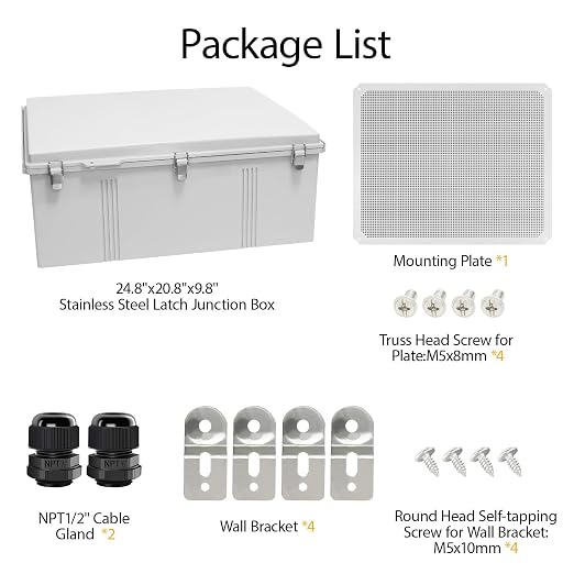 LeMotech Electrical Box, IP67 Waterproof Hinged Cover Stainless Steel Latch - Image 8