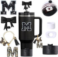 6pcs Black Stanley Cup Accessories Set, Bow Straw Topper by MOTEERLLU