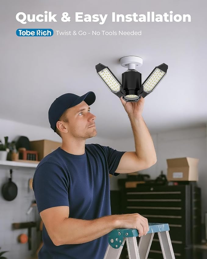 toberich LED Garage Light Bulbs 2 Pack, 8000LM Shop Lights - Image 5