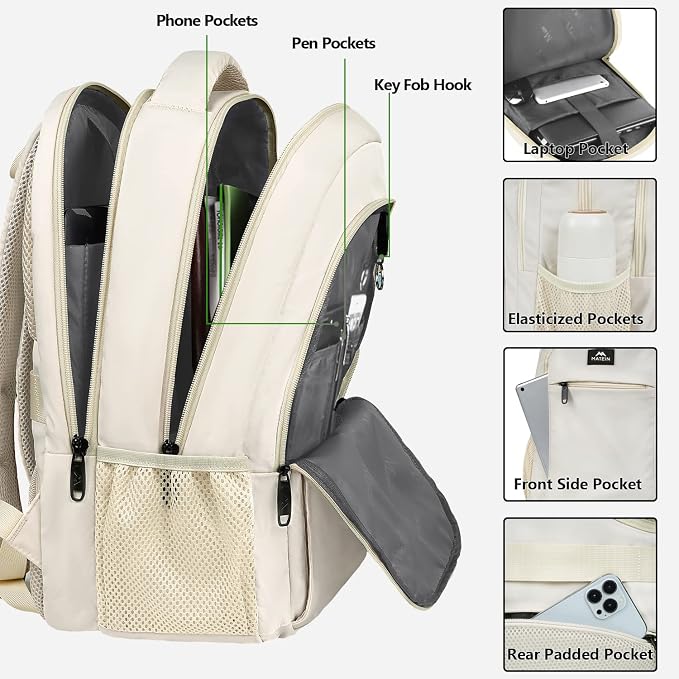 MATEIN Laptop Backpack 15.6 Inch, Anti Theft Business Travel Backpack, Water - Image 2