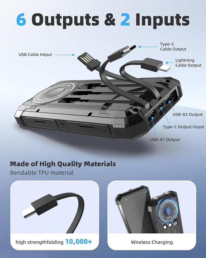 Nuynix Solar Power Bank 20000mAh, 15W Wireless Fast Charger - Image 2