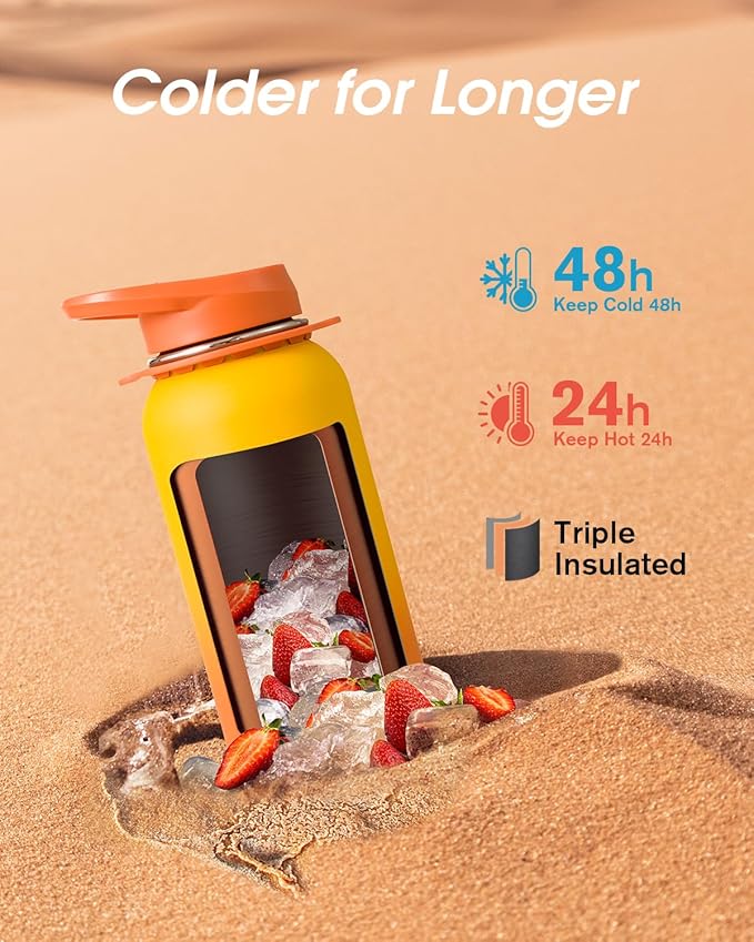 Coolflask Water Bottle with Straw, 40 oz Insulated Metal Water Flask with Straw - Image 2