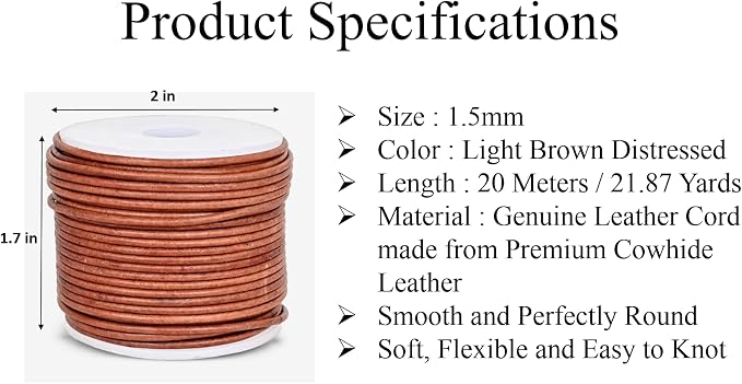 GENIQUE Real/Genuine Round Leather String Cord - Image 3