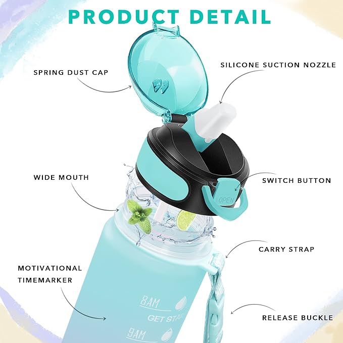 Enerbone 32 oz Drinking Water Bottle - Image 3