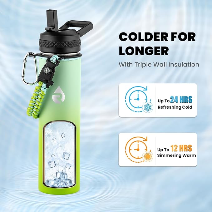 RAYMYLO Insulated Water Bottle 24oz, Triple Wall Vacuum Stainless Steel - Image 2