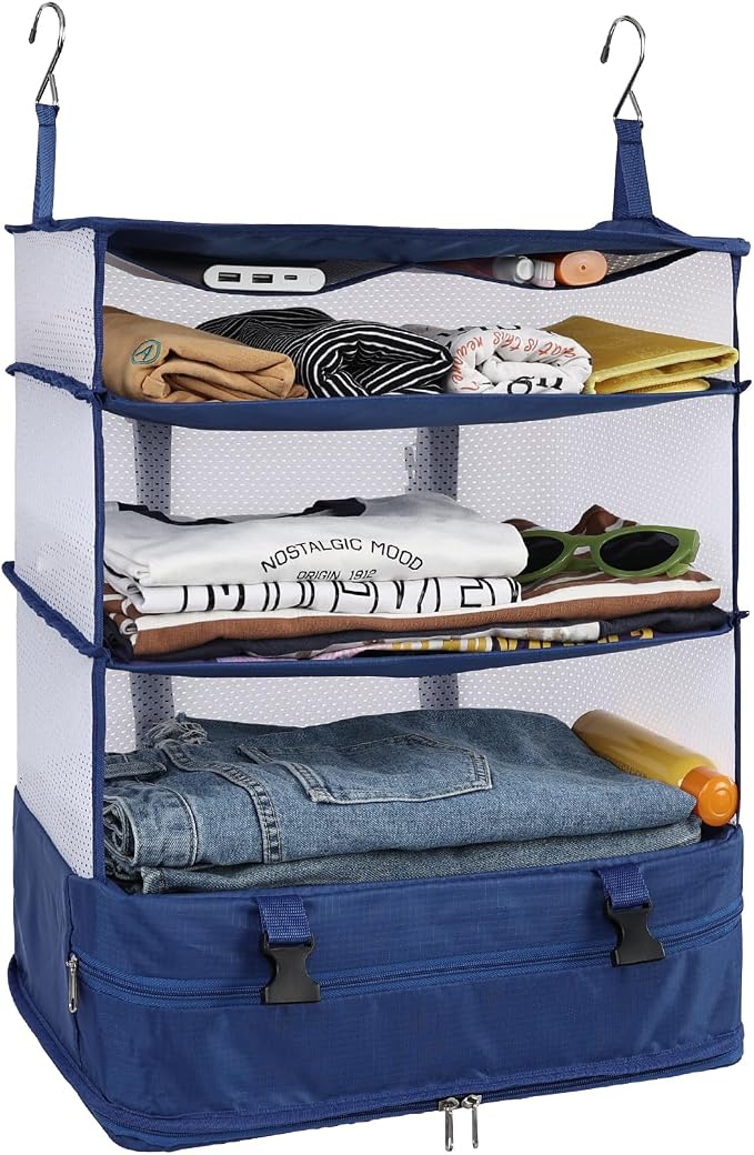 Surblue Hanging Closet Storage Bag Collapsible 3-Shelf Washable Oxford Fabric by SURBLUE