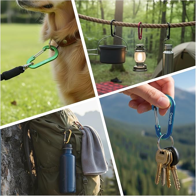 12Pcs Carabiner Clips Assorted Sizes Pack, Includes Small Medium Large - Image 6