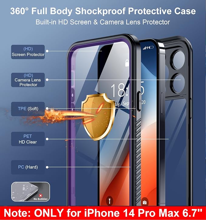 SPIDERCASE Only Designed for iPhone 14 Pro Max Case Waterproof Full Body - Image 5