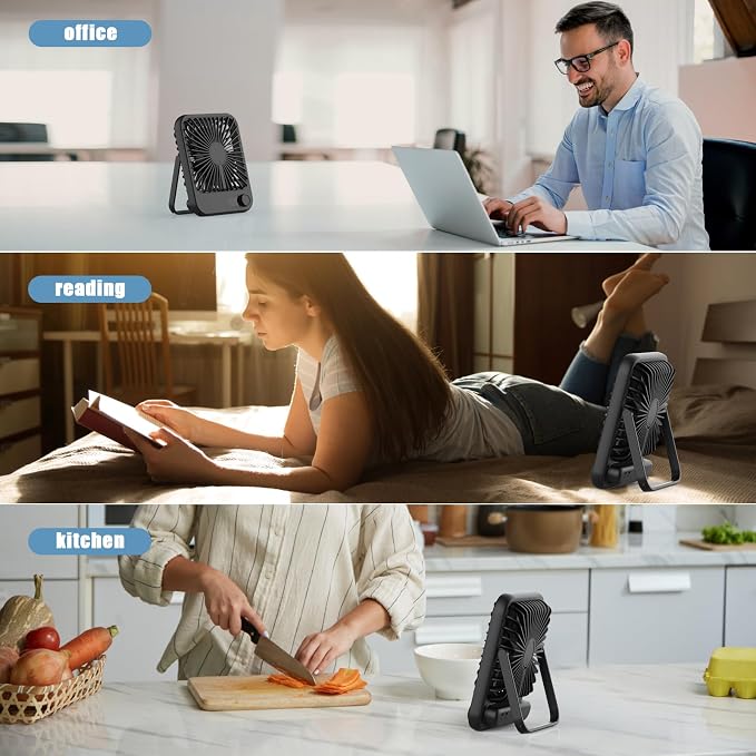 Small Desk Fan, 100 Speeds Personal Fan Portable Rechargeable - Image 7