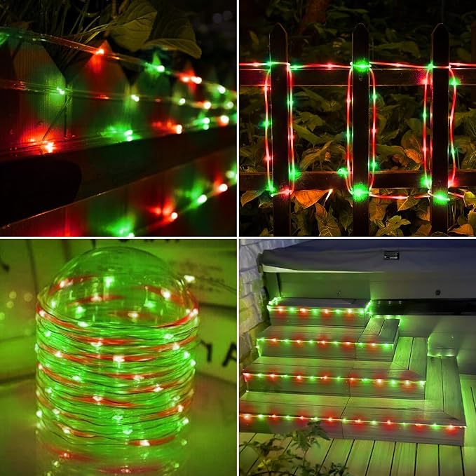 Solar Rope Lights, 2 Packs Total 66ft 200LED Solar String Lights, 8 Modes - Image 6