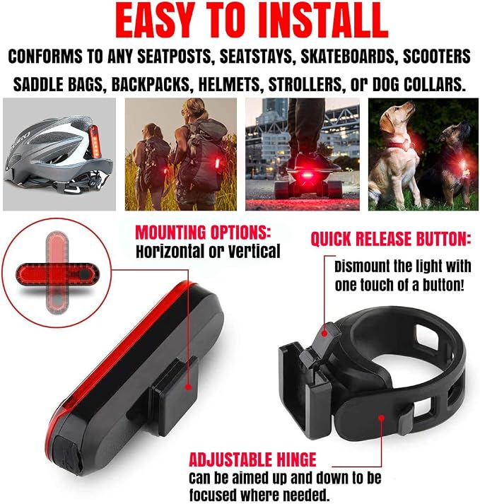 BLITZU USB-C Rechargeable Bike Tail Light 2 Pack, Bright Bicycle Rear Cycling - Image 9