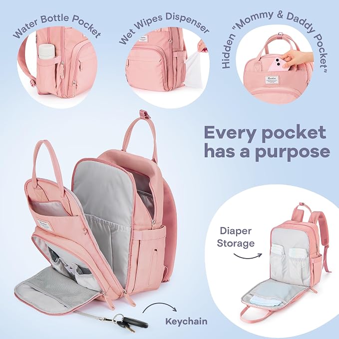 RUVALINO Diaper Bag Backpack, Maternity Baby Changing Bags - Image 3