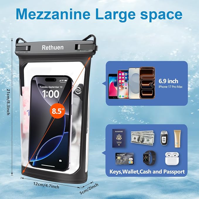 Large Waterproof Phone Pouch, Cell Phone Dry Bag - Image 2