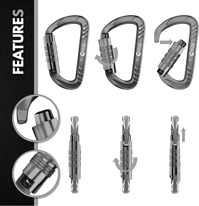 Rhino Produxs 12kN Heavy Duty Carabiner Clips, - Image 4