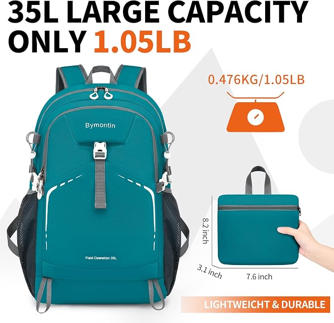 35L Lightweight Packable Backpack – Durable Foldable Daypack - Image 4