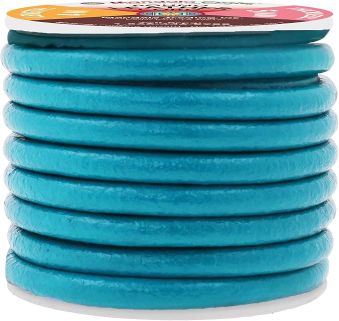 Mandala Crafts Round Genuine Teal Leather Cord - Image 2