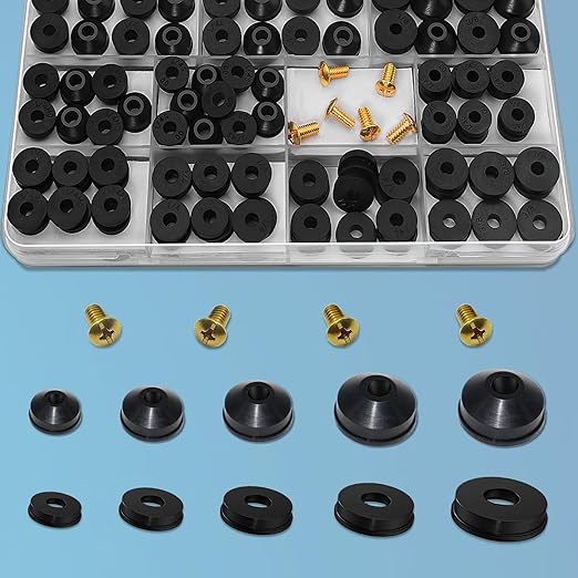 ZDBB 106 pcs Flat and Beveled Faucet Washers and Brass Bibb Screws Assortment - Image 6