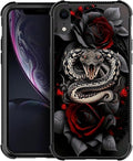 for iPhone XR Case, Entwined Rose Snake Pattern Graphic Design Girl Boy Soft by FKBRCL4U