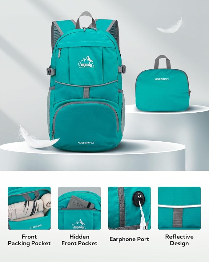 WATERFLY Hiking Packable Daypack Backpack: 25L Ultra Lightweight Day Pack - Image 3