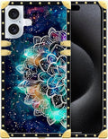 Compatible with iPhone 16 Case, Starry Sky Colourful Mandala Luxury Golden by Unknown