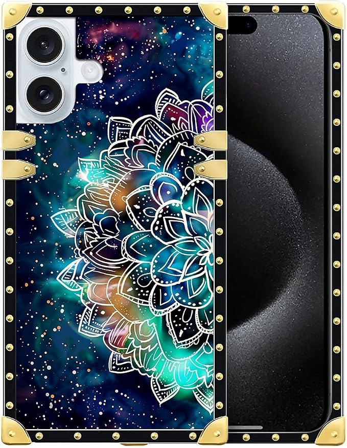 Compatible with iPhone 16 Case, Starry Sky Colourful Mandala Luxury Golden by Unknown