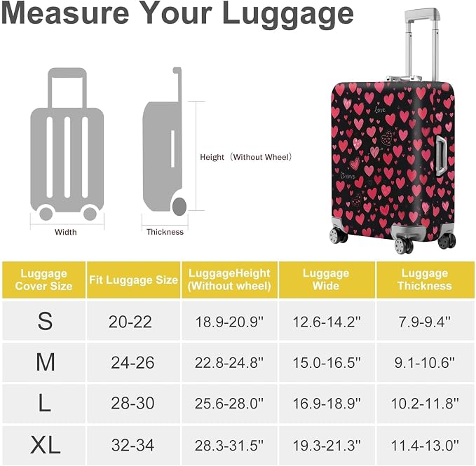 ANNA QUEEN Heart Pattern Luggage Cover, Love Theme Suitcase Protector, - Image 4
