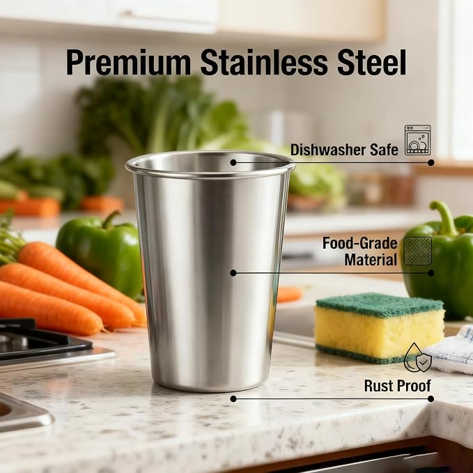 Stainless Steel Cups & Pint Tumblers Set of 8 - Image 3